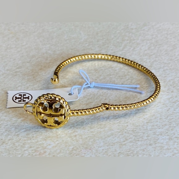 TORY BURCH Rope Logo Hinged Cuff Bracelet, NWT - Picture 1 of 6